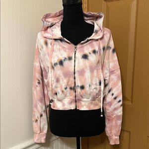 YOUNG FABULOUS AND BROKE Tie-dye crop hoodie